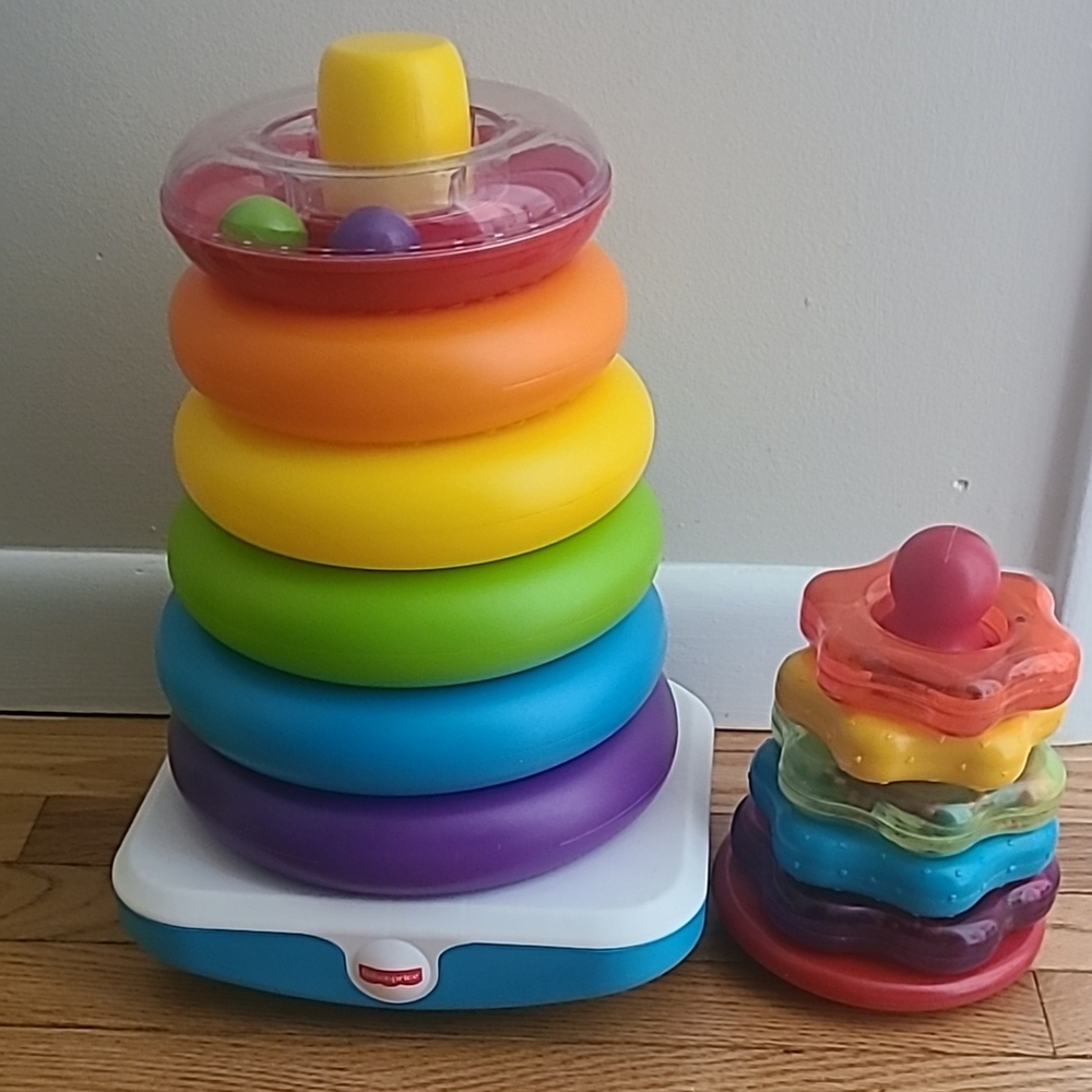 2 Fisher-Price Rainbow Stacking Rings Toy